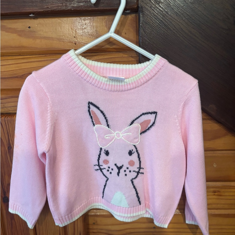 Girls Pink Bunny Sweater Top